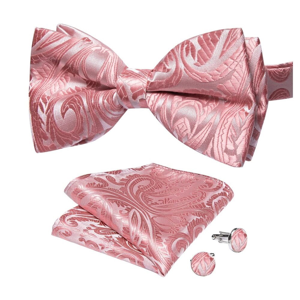5058 Dark Pink Bow Ties Silk Paisley Bowtie Wedding Pre-tied Bow Tie